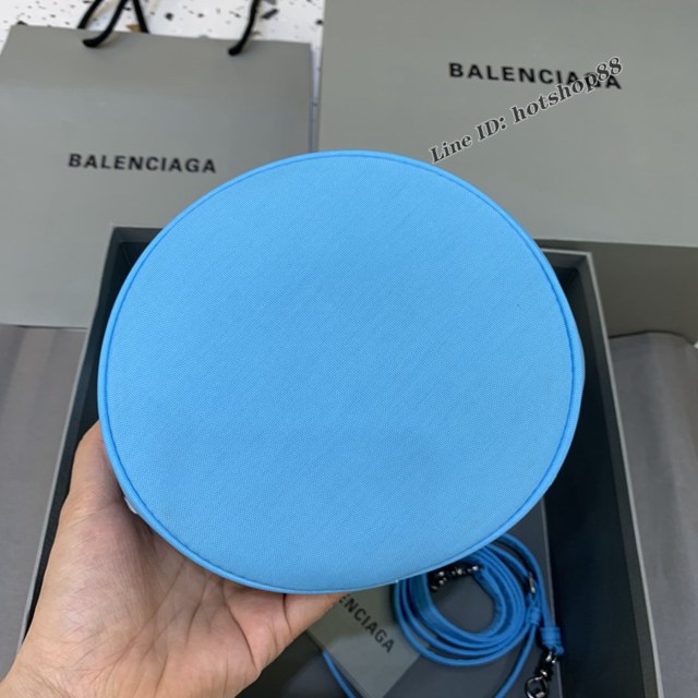 Balenciaga專櫃爆款Balen超輕水桶包 巴黎世家淺藍帆布手提包 fyj1497